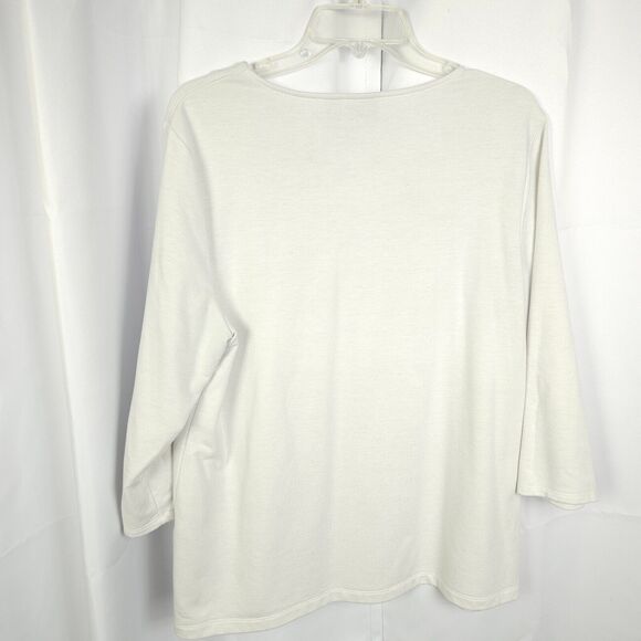 Chico's 2 Womens 12 White Hardware Detail Keyhole 3/4 Sleeve Tunic Top - Picture 3 of 7